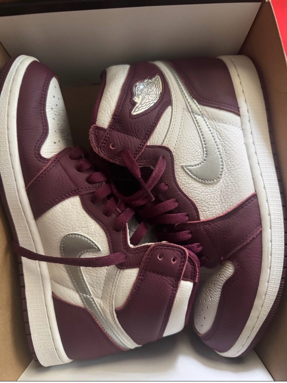 Nike Air Jordan 1 Mid - White and Burgundy (9)